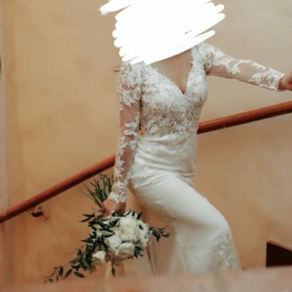 Elegant White Lace Long Sleeve Dress - Picture 8 of 8